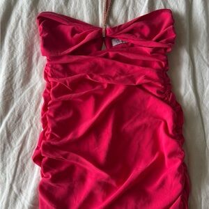 Oh Polly 
Vibrant Pink Strapless Dress